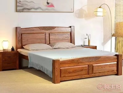 匠心傳承，自然之韻 夏津紅軍老榆木古典家具廠實(shí)木新中式床鑒賞